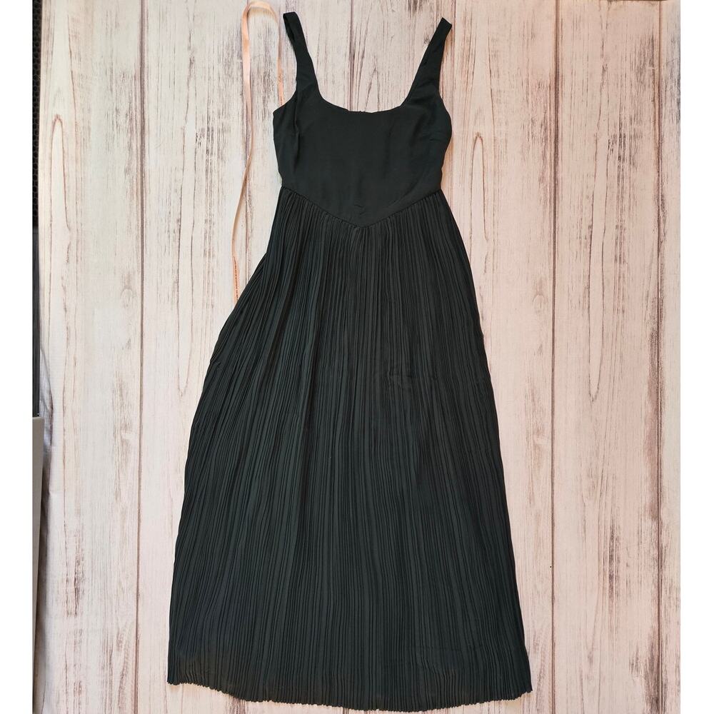 Lulu's Basque Waist Emeral Green Square Neck Pleated Maxi Dress z M New - Picture 2 of 6